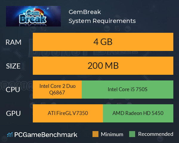 GemBreak System Requirements PC Graph - Can I Run GemBreak