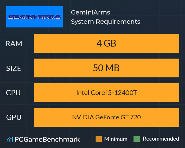 GeminiArms System Requirements PC Graph - Can I Run GeminiArms GeminiArms System Requirements PC Graph - Can I Run GeminiArms