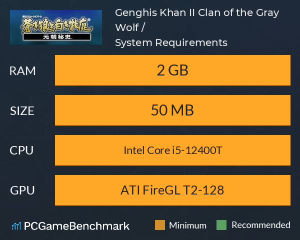Genghis Khan II: Clan of the Gray Wolf / 蒼き狼と白き牝鹿・元朝秘史 System Requirements PC Graph - Can I Run Genghis Khan II: Clan of the Gray Wolf / 蒼き狼と白き牝鹿・元朝秘史 Genghis Khan II: Clan of the Gray Wolf / 蒼き狼と白き牝鹿・元朝秘史 System Requirements PC Graph - Can I Run Genghis Khan II: Clan of the Gray Wolf / 蒼き狼と白き牝鹿・元朝秘史
