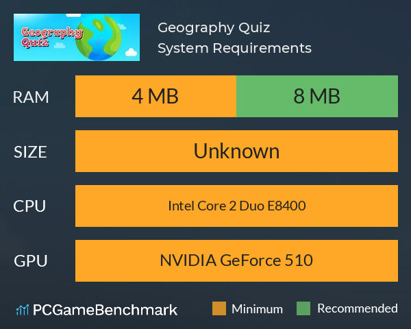 Geography Quiz System Requirements PC Graph - Can I Run Geography Quiz Geography Quiz System Requirements PC Graph - Can I Run Geography Quiz