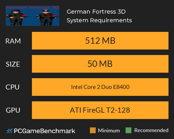 German Fortress 3D System Requirements PC Graph - Can I Run German Fortress 3D German Fortress 3D System Requirements PC Graph - Can I Run German Fortress 3D
