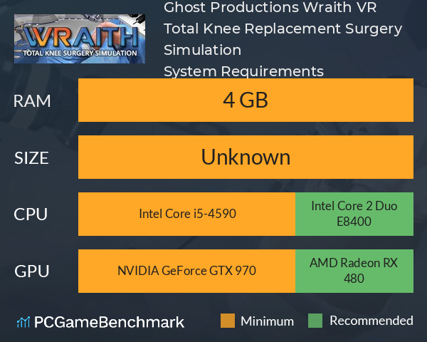 Ghost Productions: Wraith VR Total Knee Replacement Surgery Simulation System Requirements PC Graph - Can I Run Ghost Productions: Wraith VR Total Knee Replacement Surgery Simulation Ghost Productions: Wraith VR Total Knee Replacement Surgery Simulation System Requirements PC Graph - Can I Run Ghost Productions: Wraith VR Total Knee Replacement Surgery Simulation