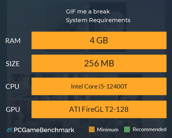 GIF me a break! System Requirements PC Graph - Can I Run GIF me a break! GIF me a break! System Requirements PC Graph - Can I Run GIF me a break!
