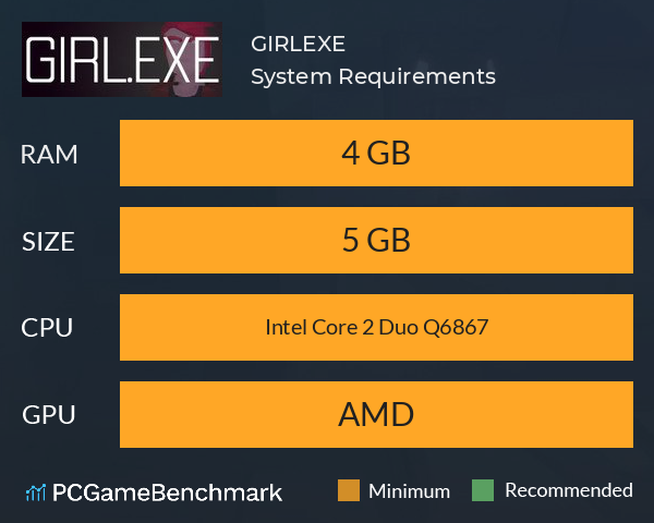 GIRL.EXE System Requirements PC Graph - Can I Run GIRL.EXE GIRL.EXE System Requirements PC Graph - Can I Run GIRL.EXE