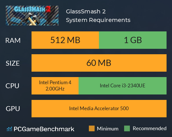 GlassSmash 2 System Requirements PC Graph - Can I Run GlassSmash 2 GlassSmash 2 System Requirements PC Graph - Can I Run GlassSmash 2
