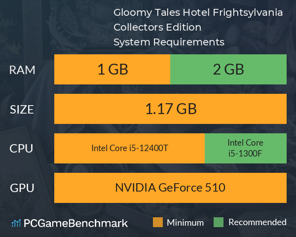 Gloomy Tales: Hotel Frightsylvania Collector’s Edition System Requirements PC Graph - Can I Run Gloomy Tales: Hotel Frightsylvania Collector’s Edition Gloomy Tales: Hotel Frightsylvania Collector’s Edition System Requirements PC Graph - Can I Run Gloomy Tales: Hotel Frightsylvania Collector’s Edition