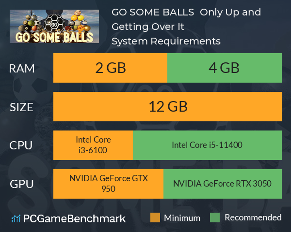 GO SOME BALLS : Only Up and Getting Over It System Requirements PC Graph - Can I Run GO SOME BALLS : Only Up and Getting Over It