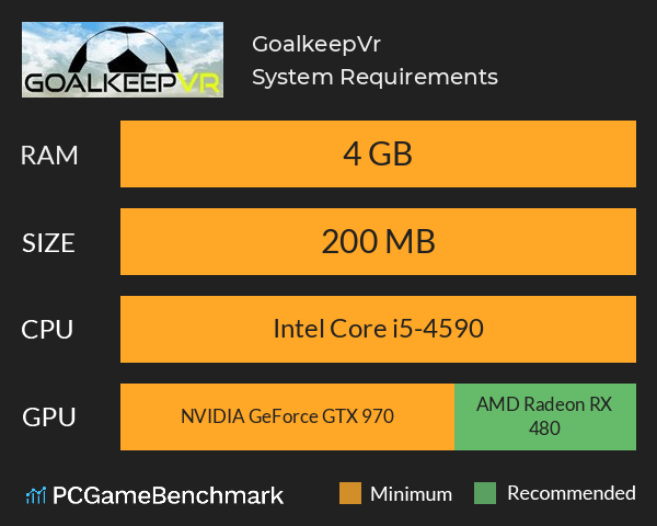 GoalkeepVr System Requirements PC Graph - Can I Run GoalkeepVr