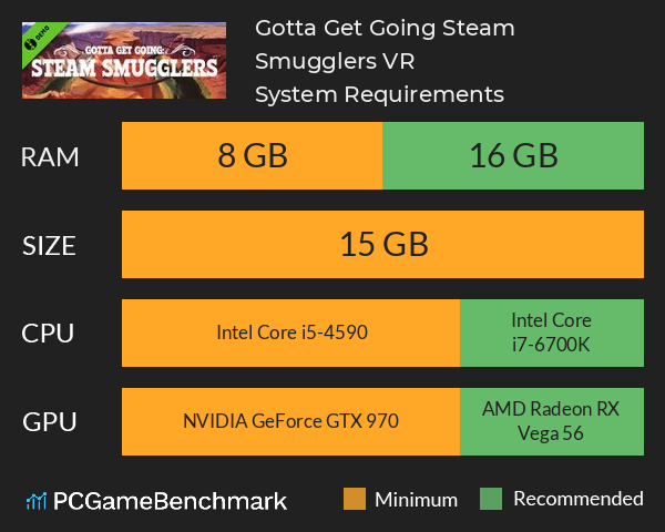 Gotta Get Going: Steam Smugglers VR System Requirements PC Graph - Can I Run Gotta Get Going: Steam Smugglers VR