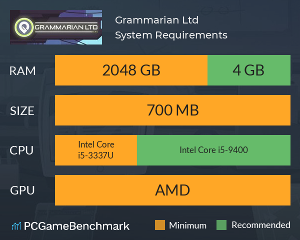 Grammarian Ltd System Requirements PC Graph - Can I Run Grammarian Ltd Grammarian Ltd System Requirements PC Graph - Can I Run Grammarian Ltd