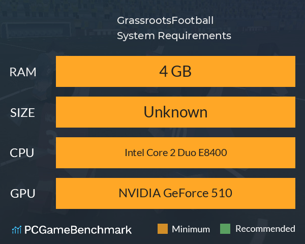 GrassrootsFootball System Requirements PC Graph - Can I Run GrassrootsFootball GrassrootsFootball System Requirements PC Graph - Can I Run GrassrootsFootball