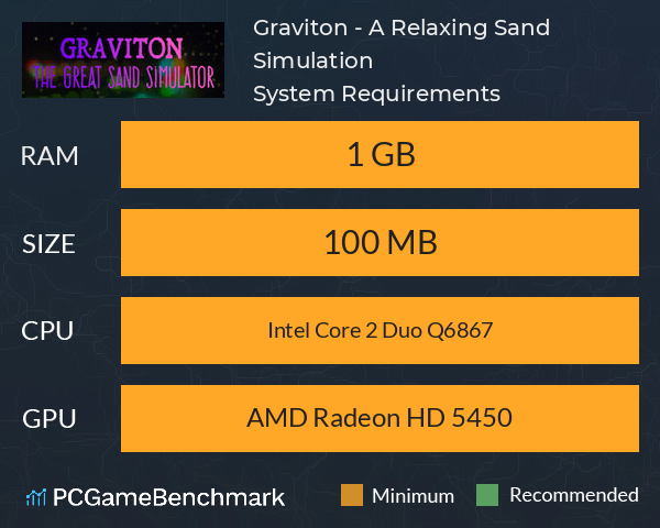 Graviton - A Relaxing Sand Simulation System Requirements PC Graph - Can I Run Graviton - A Relaxing Sand Simulation Graviton - A Relaxing Sand Simulation System Requirements PC Graph - Can I Run Graviton - A Relaxing Sand Simulation