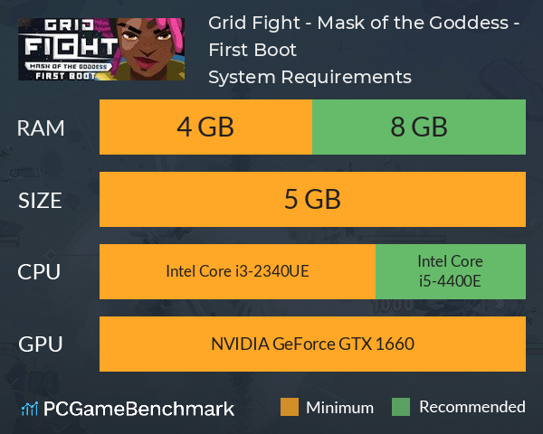 Grid Fight - Mask of the Goddess - First Boot System Requirements PC Graph - Can I Run Grid Fight - Mask of the Goddess - First Boot Grid Fight - Mask of the Goddess - First Boot System Requirements PC Graph - Can I Run Grid Fight - Mask of the Goddess - First Boot