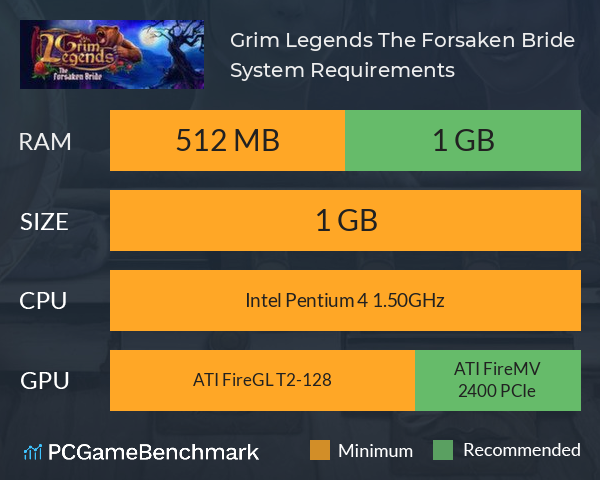 Grim Legends: The Forsaken Bride System Requirements PC Graph - Can I Run Grim Legends: The Forsaken Bride