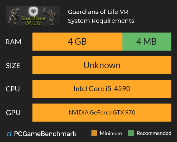 Guardians of Life VR System Requirements PC Graph - Can I Run Guardians of Life VR