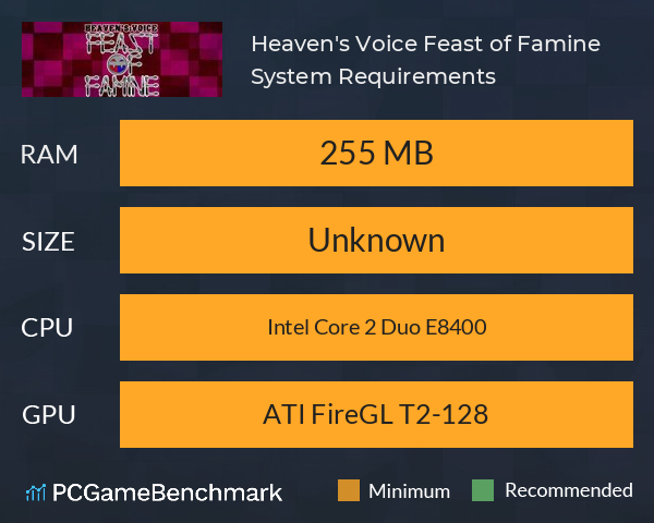 Heaven's Voice Feast of Famine System Requirements PC Graph - Can I Run Heaven's Voice Feast of Famine Heaven's Voice Feast of Famine System Requirements PC Graph - Can I Run Heaven's Voice Feast of Famine