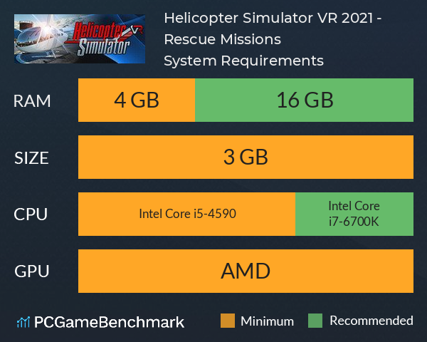 Helicopter Simulator VR 2021 - Rescue Missions System Requirements PC Graph - Can I Run Helicopter Simulator VR 2021 - Rescue Missions