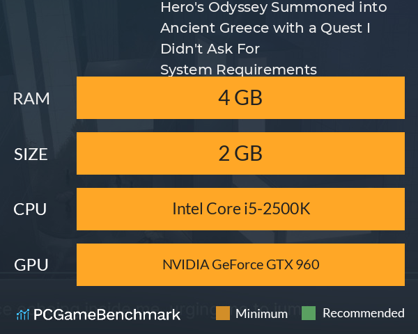 Hero's Odyssey: Summoned into Ancient Greece with a Quest I Didn't Ask For! System Requirements PC Graph - Can I Run Hero's Odyssey: Summoned into Ancient Greece with a Quest I Didn't Ask For! Hero's Odyssey: Summoned into Ancient Greece with a Quest I Didn't Ask For! System Requirements PC Graph - Can I Run Hero's Odyssey: Summoned into Ancient Greece with a Quest I Didn't Ask For!