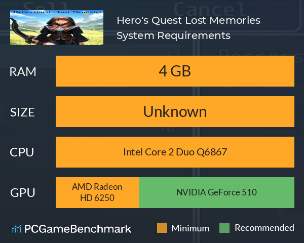 Hero's Quest: Lost Memories System Requirements PC Graph - Can I Run Hero's Quest: Lost Memories