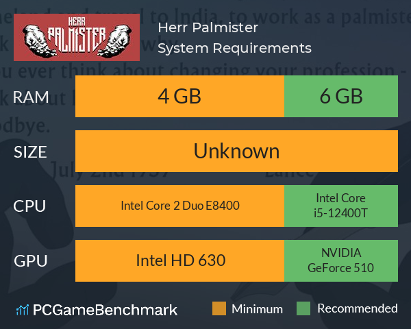 Herr Palmister System Requirements PC Graph - Can I Run Herr Palmister