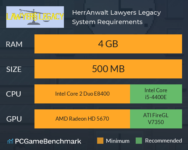 HerrAnwalt: Lawyers Legacy System Requirements PC Graph - Can I Run HerrAnwalt: Lawyers Legacy HerrAnwalt: Lawyers Legacy System Requirements PC Graph - Can I Run HerrAnwalt: Lawyers Legacy