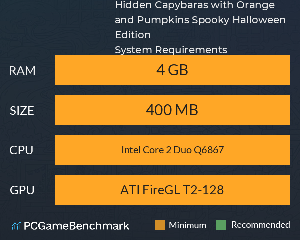 Hidden Capybaras with Orange and Pumpkins: Spooky Halloween Edition System Requirements PC Graph - Can I Run Hidden Capybaras with Orange and Pumpkins: Spooky Halloween Edition Hidden Capybaras with Orange and Pumpkins: Spooky Halloween Edition System Requirements PC Graph - Can I Run Hidden Capybaras with Orange and Pumpkins: Spooky Halloween Edition