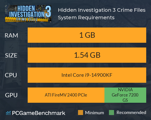 Hidden Investigation 3: Crime Files System Requirements PC Graph - Can I Run Hidden Investigation 3: Crime Files