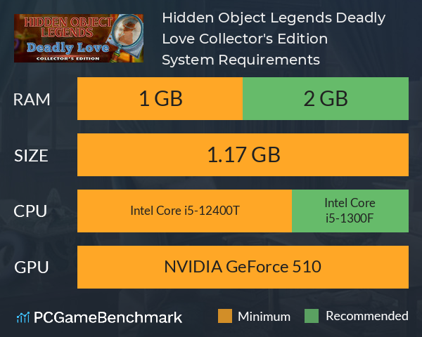 Hidden Object Legends: Deadly Love Collector's Edition System Requirements PC Graph - Can I Run Hidden Object Legends: Deadly Love Collector's Edition Hidden Object Legends: Deadly Love Collector's Edition System Requirements PC Graph - Can I Run Hidden Object Legends: Deadly Love Collector's Edition