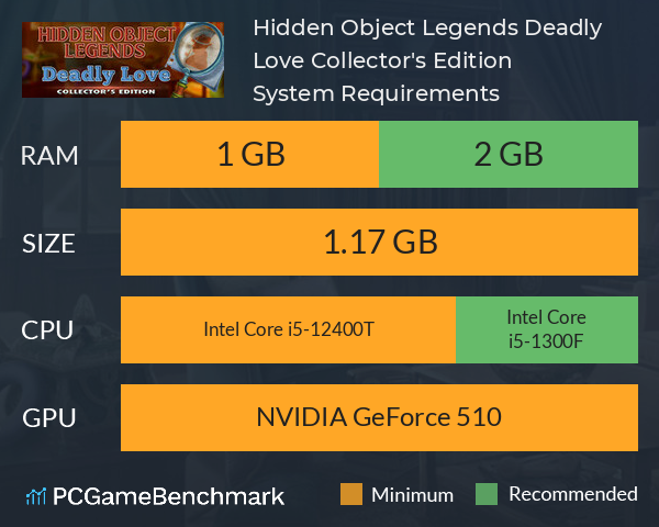 Hidden Object Legends: Deadly Love Collector's Edition System Requirements PC Graph - Can I Run Hidden Object Legends: Deadly Love Collector's Edition