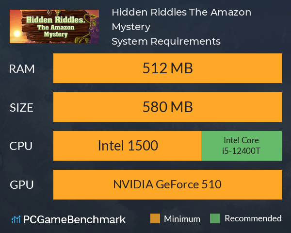 Hidden Riddles. The Amazon Mystery System Requirements PC Graph - Can I Run Hidden Riddles. The Amazon Mystery Hidden Riddles. The Amazon Mystery System Requirements PC Graph - Can I Run Hidden Riddles. The Amazon Mystery