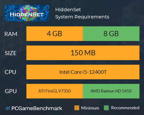 HiddenSet System Requirements PC Graph - Can I Run HiddenSet HiddenSet System Requirements PC Graph - Can I Run HiddenSet