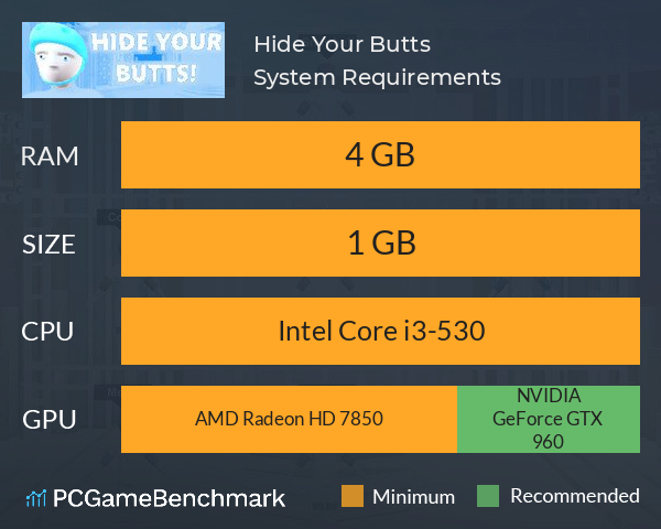 Hide Your Butts System Requirements PC Graph - Can I Run Hide Your Butts