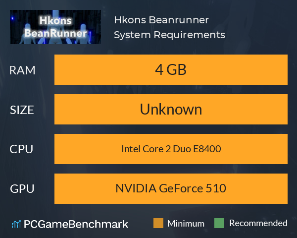 Hkons Beanrunner System Requirements PC Graph - Can I Run Hkons Beanrunner Hkons Beanrunner System Requirements PC Graph - Can I Run Hkons Beanrunner