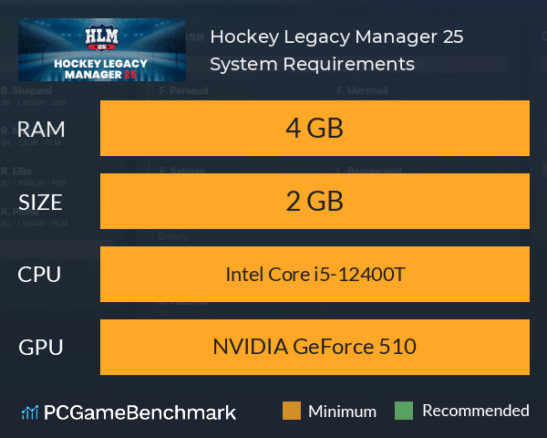 Hockey Legacy Manager 25 System Requirements PC Graph - Can I Run Hockey Legacy Manager 25 Hockey Legacy Manager 25 System Requirements PC Graph - Can I Run Hockey Legacy Manager 25