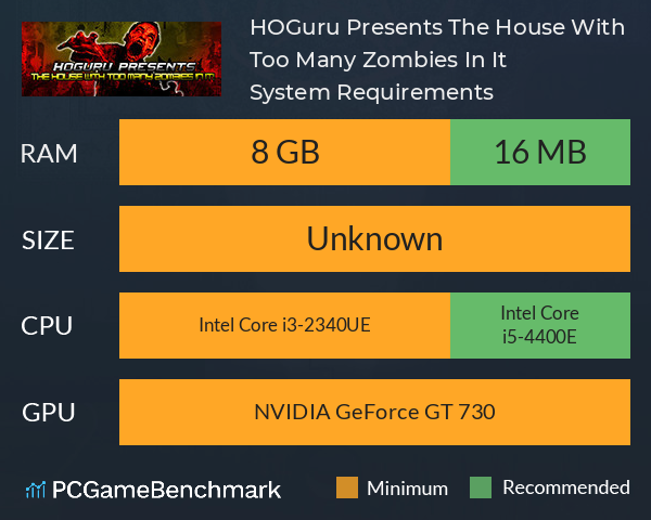 HOGuru Presents: The House With Too Many Zombies In It System Requirements PC Graph - Can I Run HOGuru Presents: The House With Too Many Zombies In It HOGuru Presents: The House With Too Many Zombies In It System Requirements PC Graph - Can I Run HOGuru Presents: The House With Too Many Zombies In It