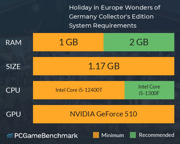 Holiday in Europe: Wonders of Germany Collector's Edition System Requirements PC Graph - Can I Run Holiday in Europe: Wonders of Germany Collector's Edition Holiday in Europe: Wonders of Germany Collector's Edition System Requirements PC Graph - Can I Run Holiday in Europe: Wonders of Germany Collector's Edition