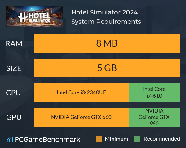 Hotel Simulator 2024 System Requirements PC Graph - Can I Run Hotel Simulator 2024 Hotel Simulator 2024 System Requirements PC Graph - Can I Run Hotel Simulator 2024