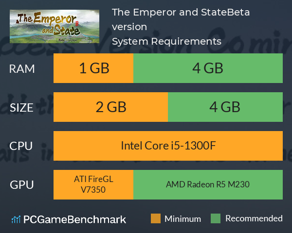 皇帝与社稷·测试版 The Emperor and State·Beta version System Requirements PC Graph - Can I Run 皇帝与社稷·测试版 The Emperor and State·Beta version