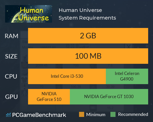 Human Universe System Requirements PC Graph - Can I Run Human Universe Human Universe System Requirements PC Graph - Can I Run Human Universe