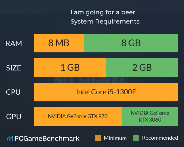 I am going for a beer System Requirements PC Graph - Can I Run I am going for a beer I am going for a beer System Requirements PC Graph - Can I Run I am going for a beer