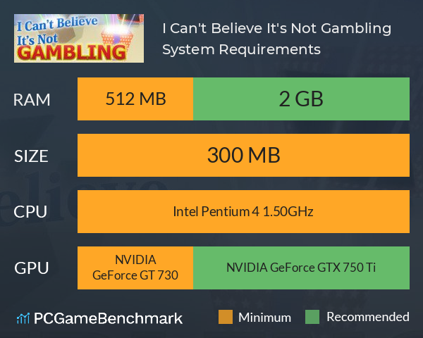 I Can't Believe It's Not Gambling System Requirements PC Graph - Can I Run I Can't Believe It's Not Gambling I Can't Believe It's Not Gambling System Requirements PC Graph - Can I Run I Can't Believe It's Not Gambling