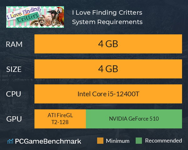 I Love Finding Critters System Requirements PC Graph - Can I Run I Love Finding Critters I Love Finding Critters System Requirements PC Graph - Can I Run I Love Finding Critters