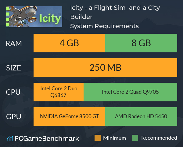 Icity - a Flight Sim ... and a City Builder System Requirements PC Graph - Can I Run Icity - a Flight Sim ... and a City Builder Icity - a Flight Sim ... and a City Builder System Requirements PC Graph - Can I Run Icity - a Flight Sim ... and a City Builder