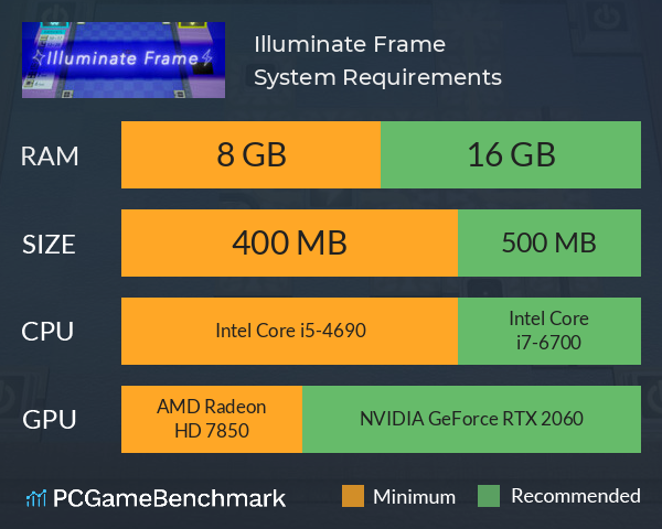 Illuminate Frame System Requirements PC Graph - Can I Run Illuminate Frame Illuminate Frame System Requirements PC Graph - Can I Run Illuminate Frame