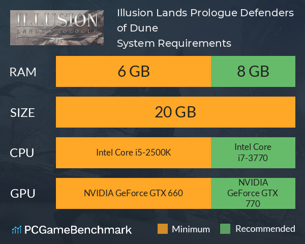 Illusion Lands Prologue: Defenders of Dune System Requirements PC Graph - Can I Run Illusion Lands Prologue: Defenders of Dune Illusion Lands Prologue: Defenders of Dune System Requirements PC Graph - Can I Run Illusion Lands Prologue: Defenders of Dune