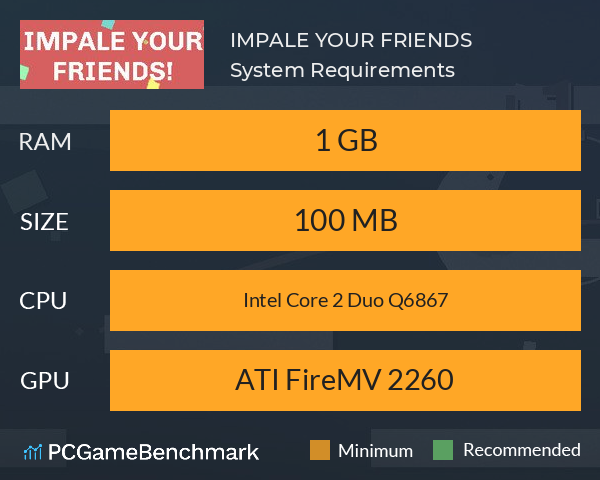 IMPALE YOUR FRIENDS! System Requirements PC Graph - Can I Run IMPALE YOUR FRIENDS! IMPALE YOUR FRIENDS! System Requirements PC Graph - Can I Run IMPALE YOUR FRIENDS!
