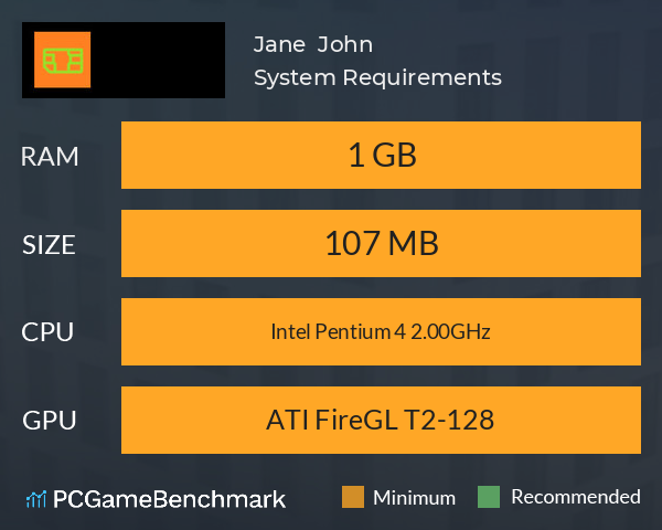 Jane & John System Requirements PC Graph - Can I Run Jane & John Jane & John System Requirements PC Graph - Can I Run Jane & John