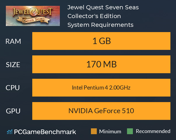 Jewel Quest Seven Seas Collector's Edition System Requirements PC Graph - Can I Run Jewel Quest Seven Seas Collector's Edition