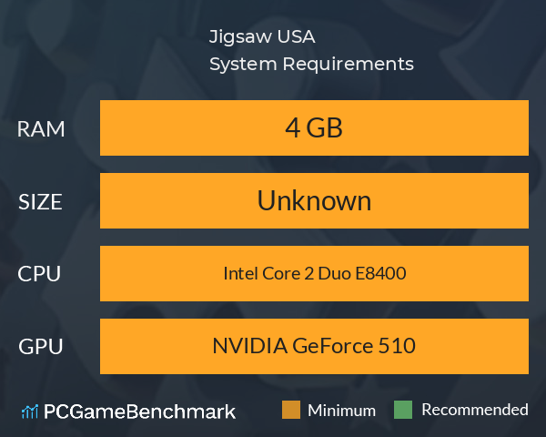 Jigsaw USA System Requirements PC Graph - Can I Run Jigsaw USA Jigsaw USA System Requirements PC Graph - Can I Run Jigsaw USA