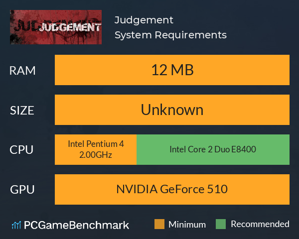 Judgement System Requirements PC Graph - Can I Run Judgement